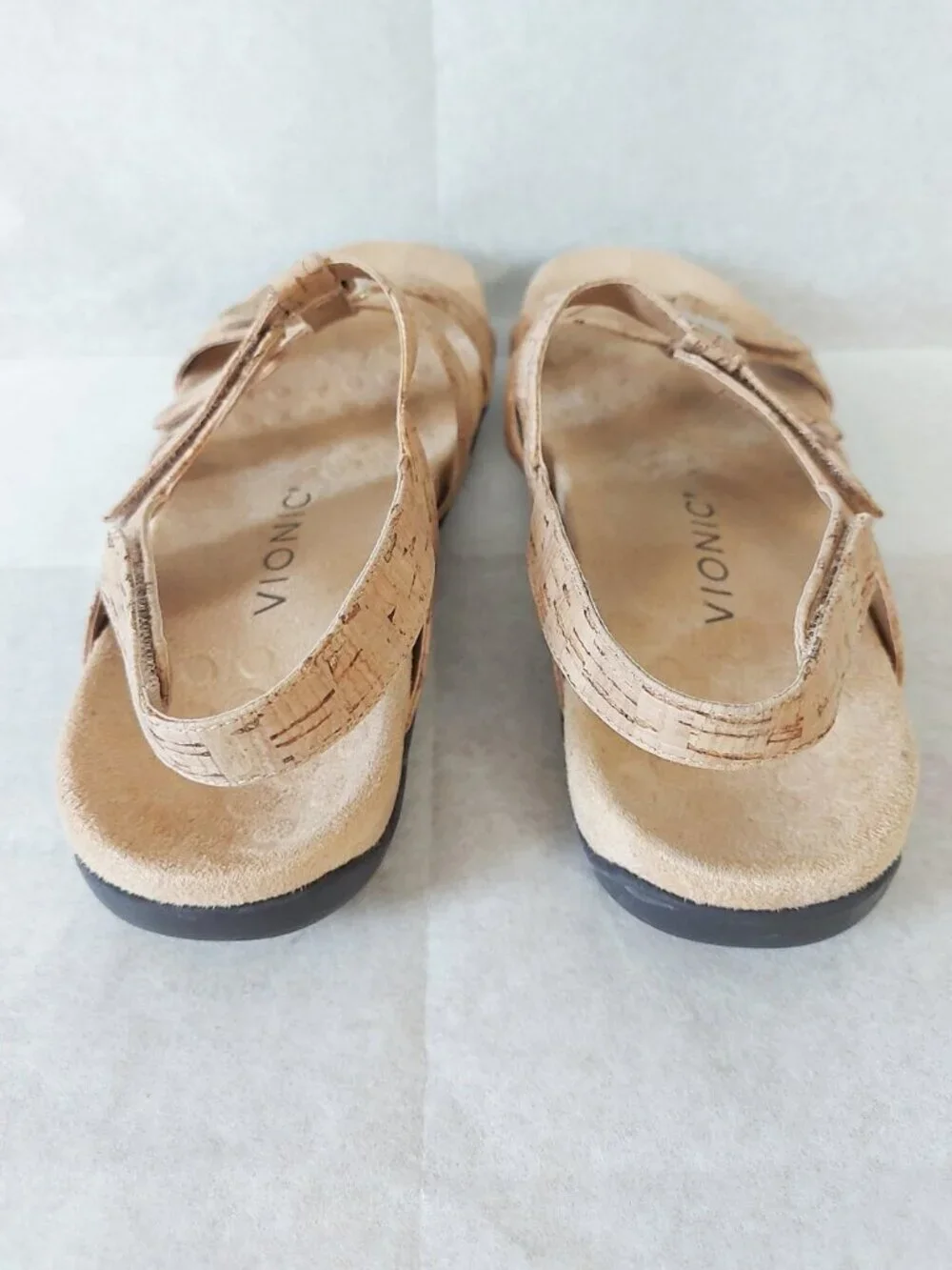 Vionic Women Rest Amber Pearl Tan Sandals Size 6 Ankle Back Straps Walking Shoes